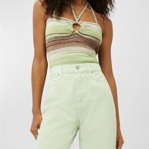 Veronica Beard Velza Halter Neck Sweater Green Multi Size XL